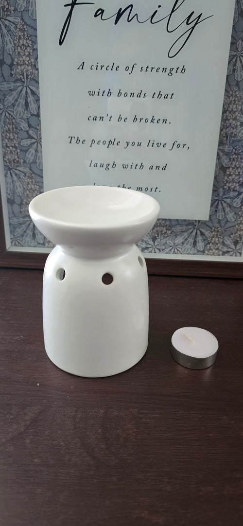 Ceramic Wax Warmer and Tealight Starter Set (White)